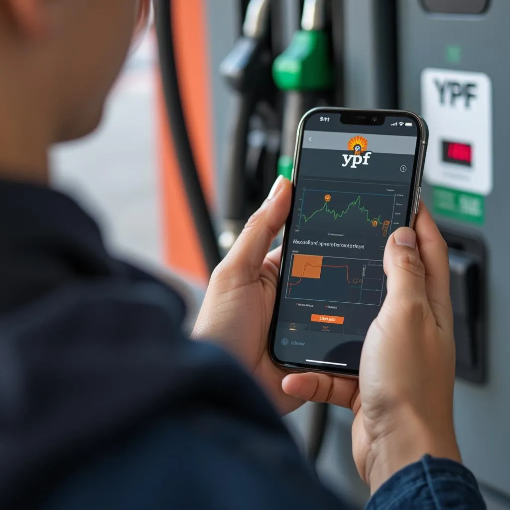 Cliente usando la app YPF en estación